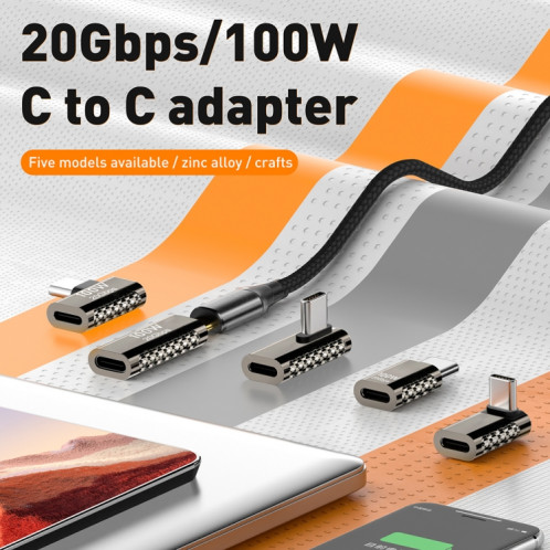 Adaptateur en alliage de zinc 100 W Type-C femelle vers Type-C femelle 20 Gbit/s, style : droit SH8301291-05